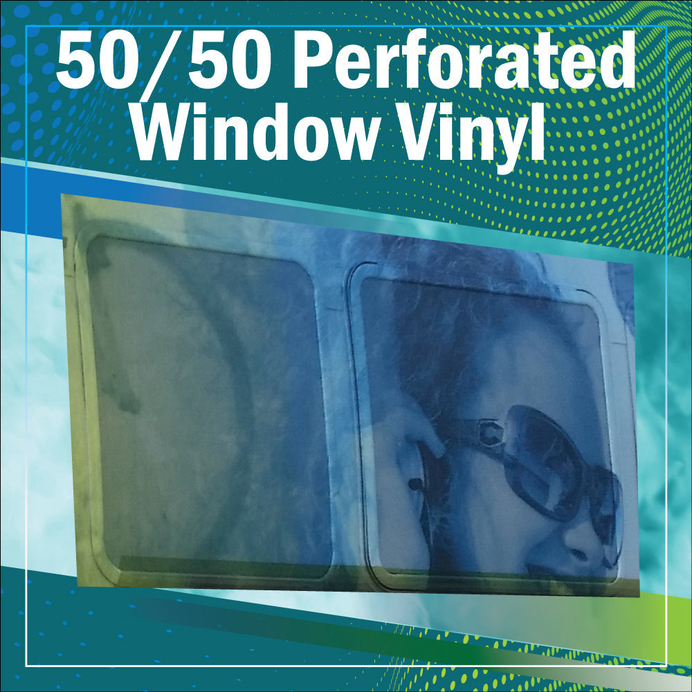 50/50 Perforated Window Film 60” with optically clear laminate